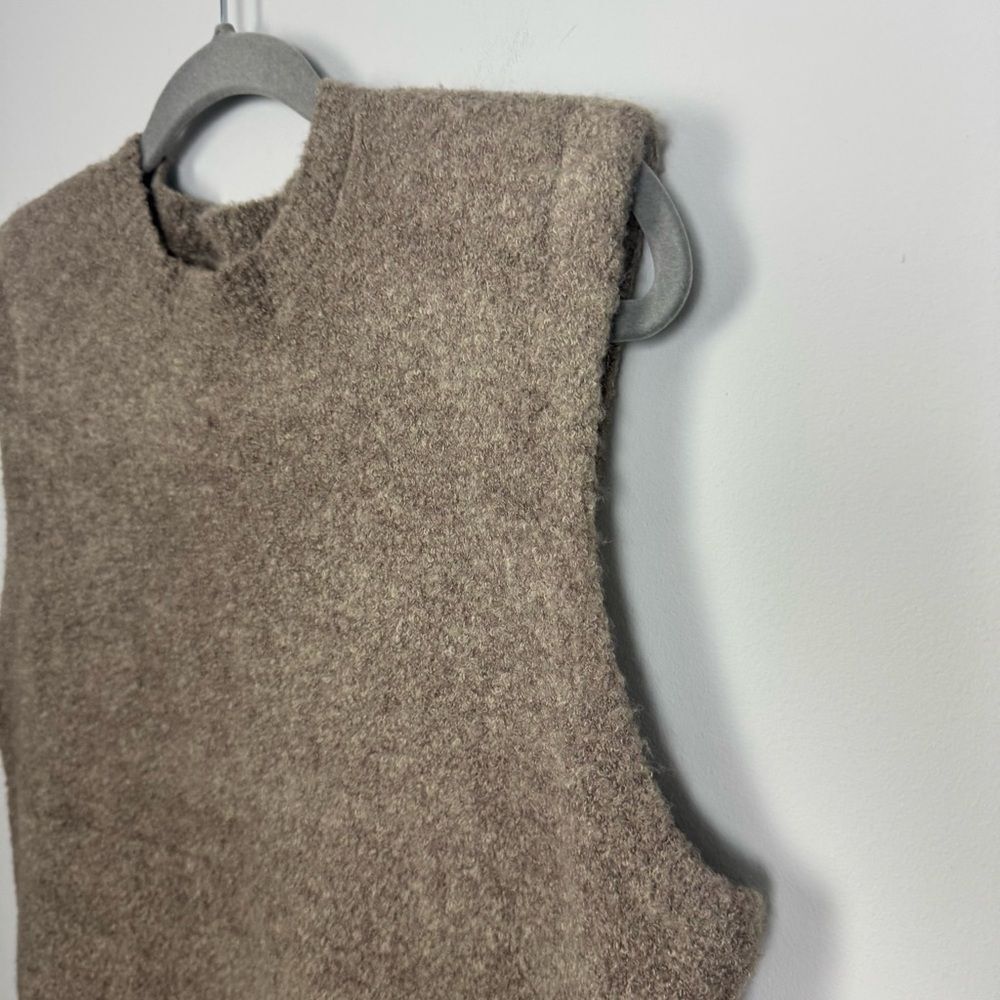 ZARA | Light Brown Sleeveless Sweater Structured Shoulder Women’s Size Small - Picture 3 of 8